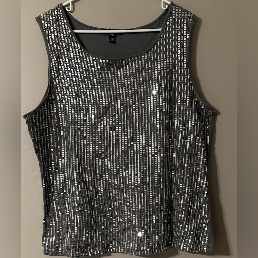 GEORGE size XXL, silver sequined tank top.